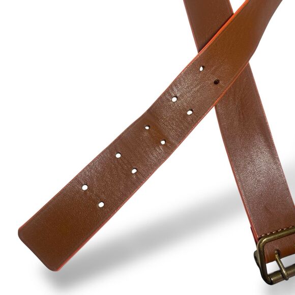Maison Boinet Double Prong Belt Brown Orange Genuine Leather Women Size 85/34 main image 7